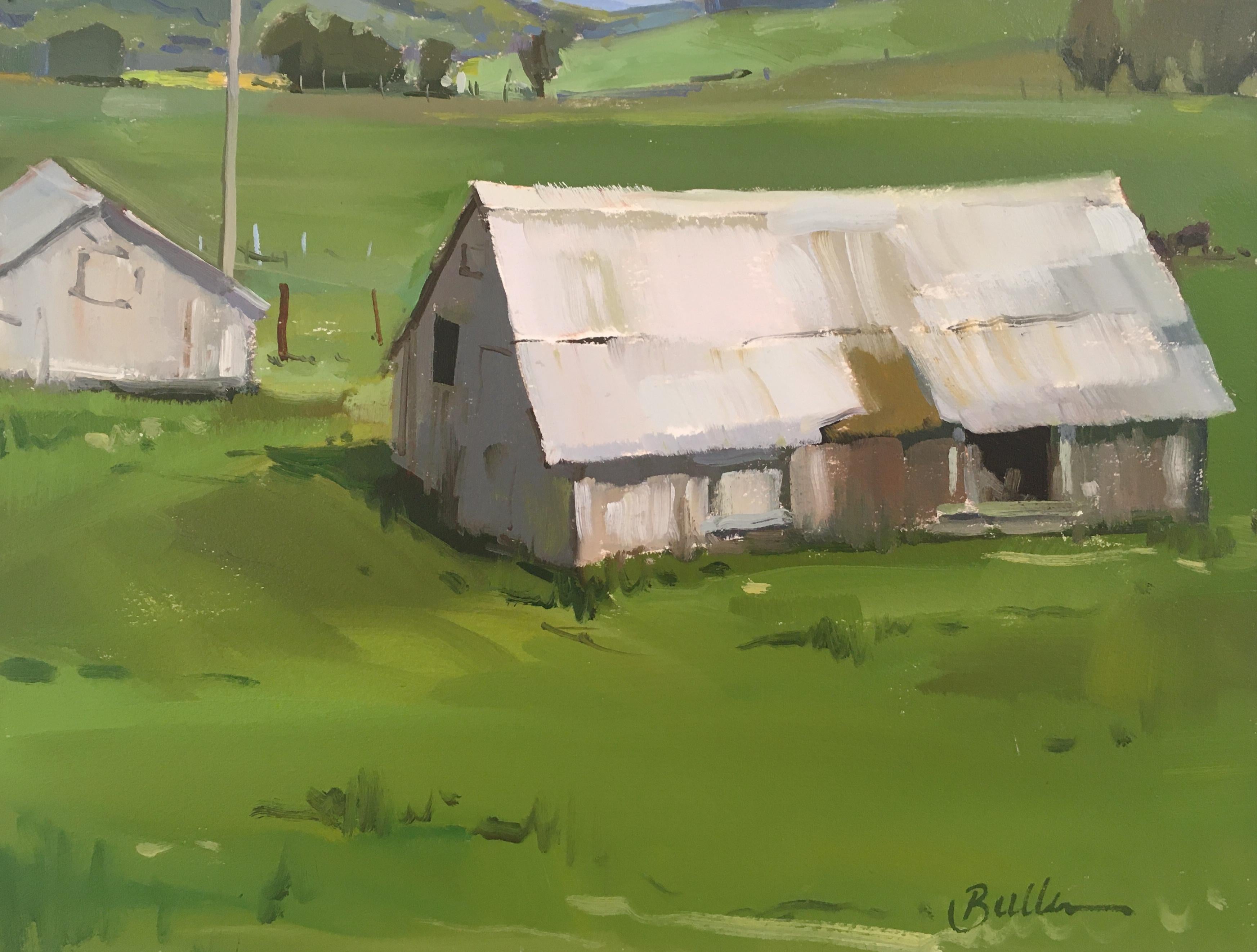 Samantha Buller Landscape Painting - "Old Chicken Barn" Oil Painting