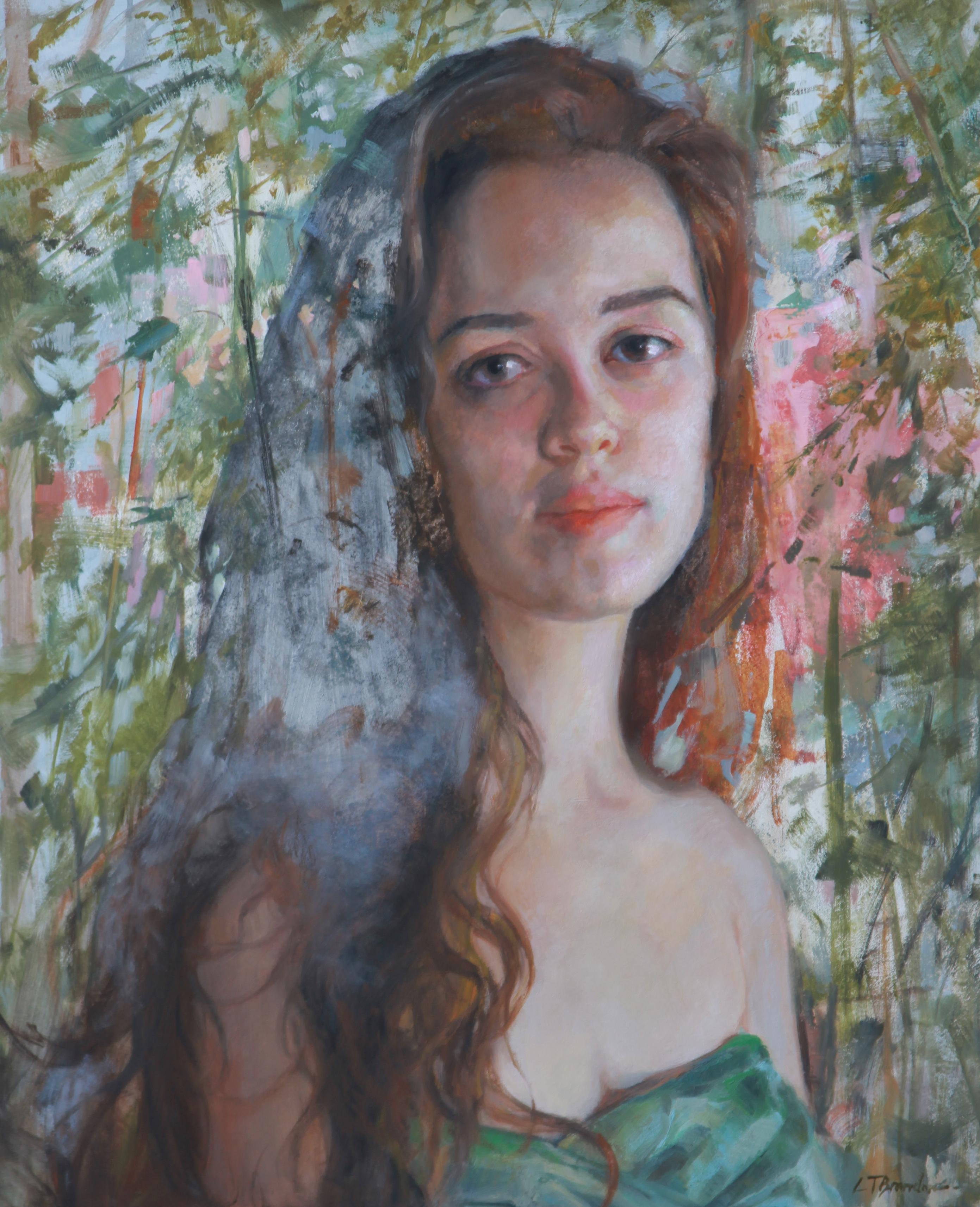 Linda Tracey Brandon Portrait Painting - "Here and Now, " Oil Painting