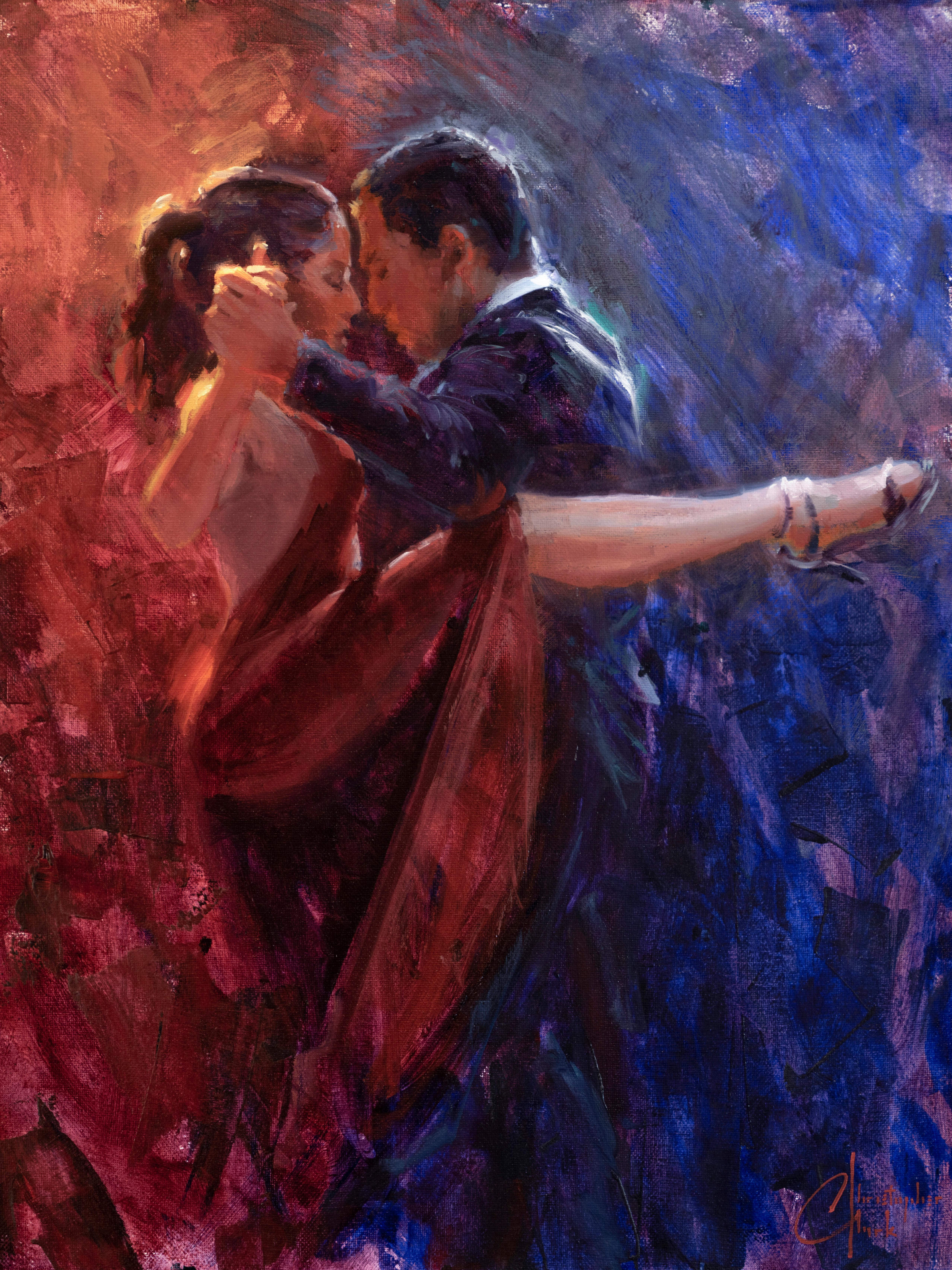 Christopher Clark Figurative Painting - "Red Tango" Oil Painting