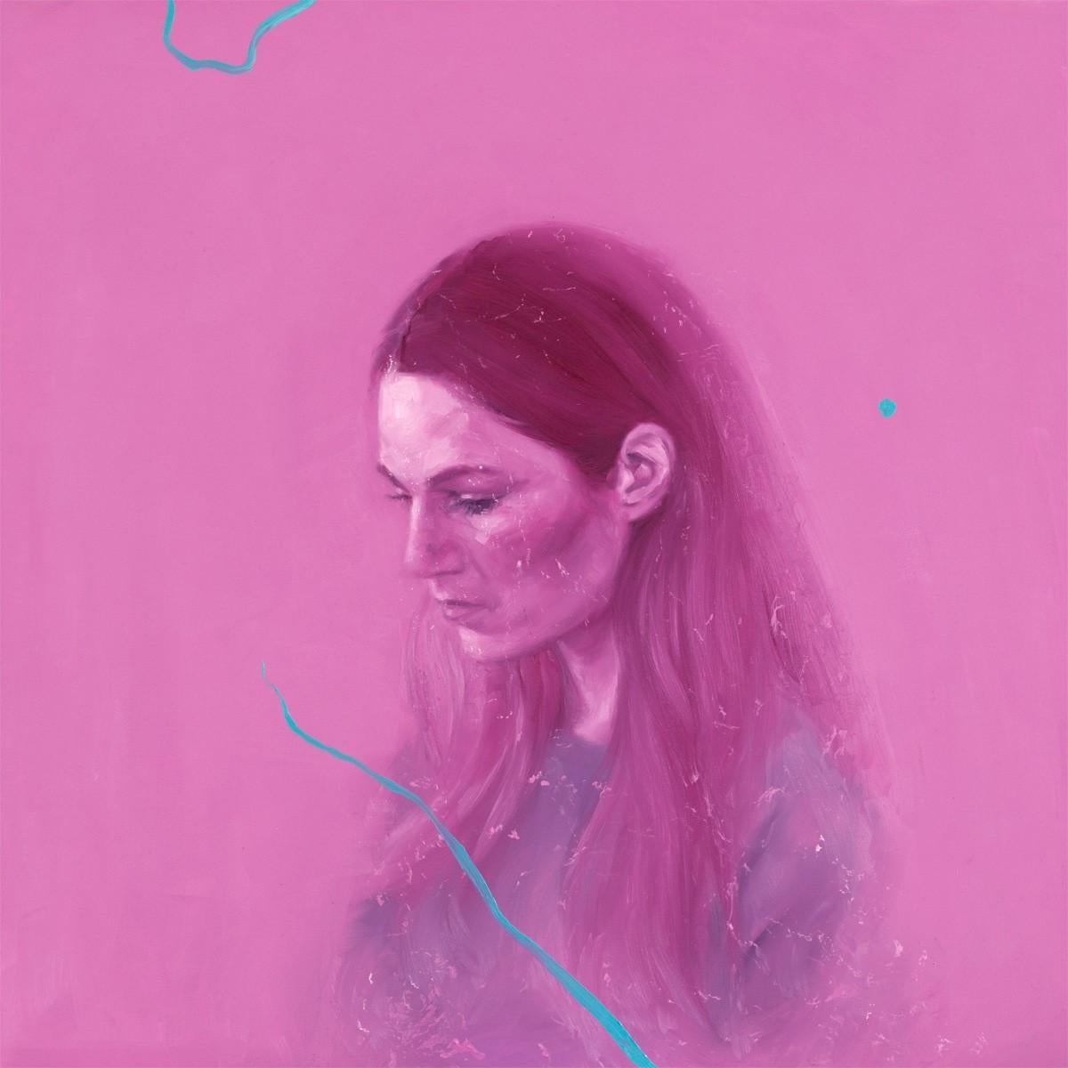 Valentin Fischer Figurative Painting – „V in Magenta“, Ölgemälde