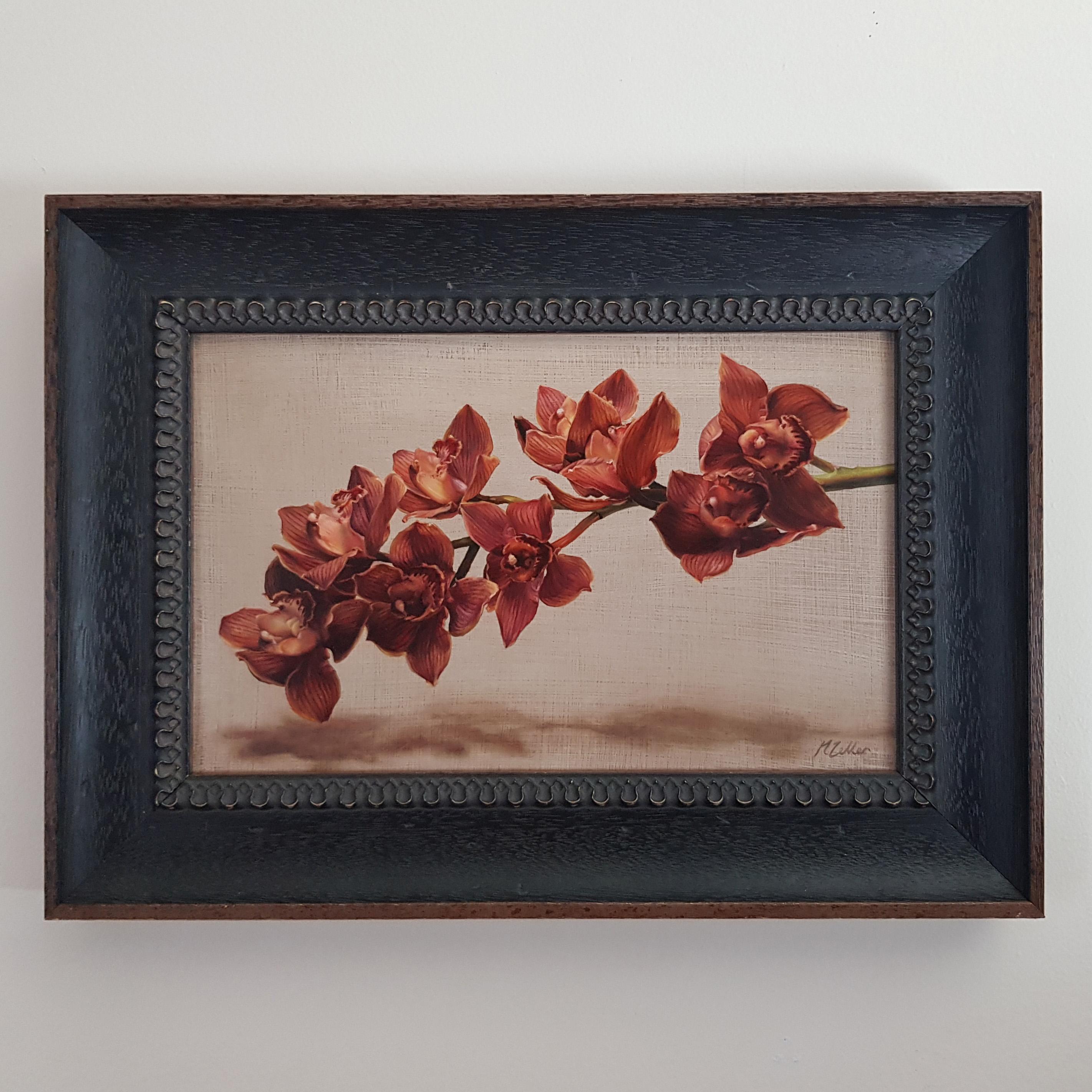 „Cymbidium Orchideen II“ Ölgemälde – Painting von Narelle Zeller