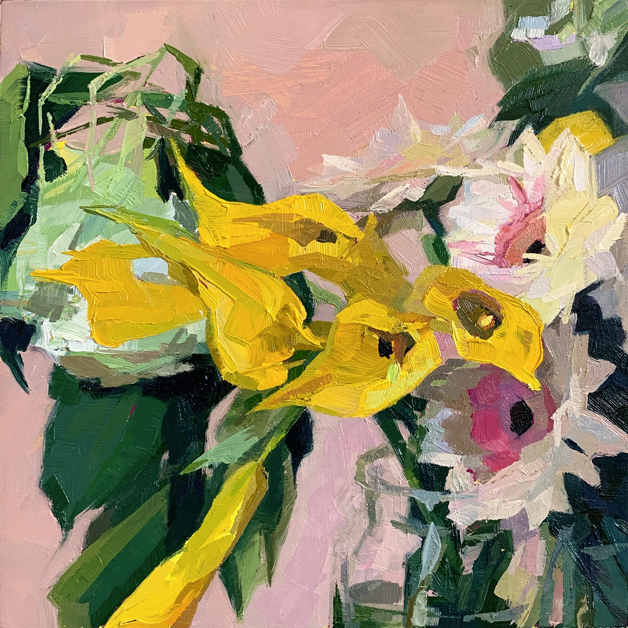 Yana Beylinson Still-Life Painting - "Yellow Burst (Alla Prima)", Oil painting