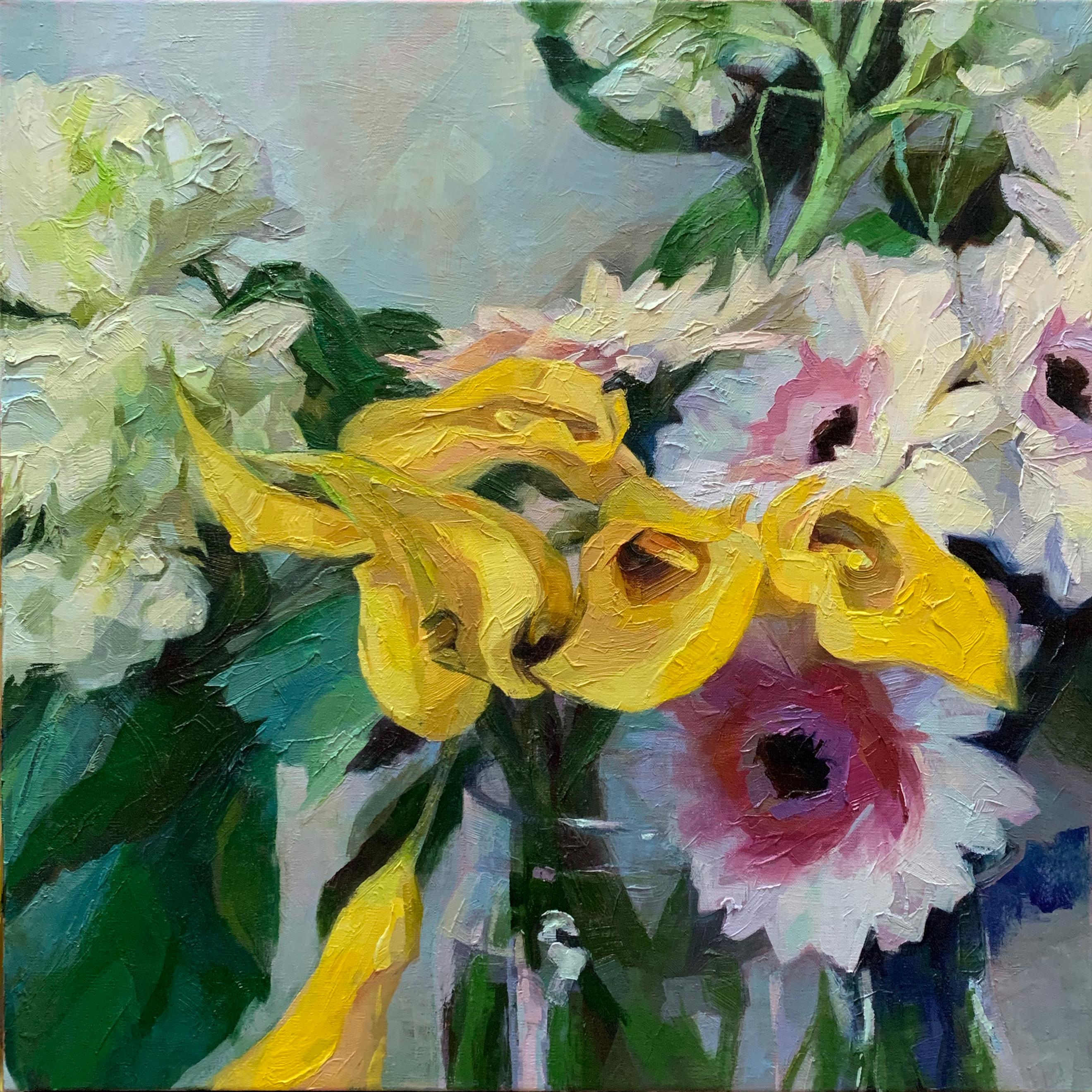 Yana Beylinson Still-Life Painting - "Yellow Burst", Oil painting