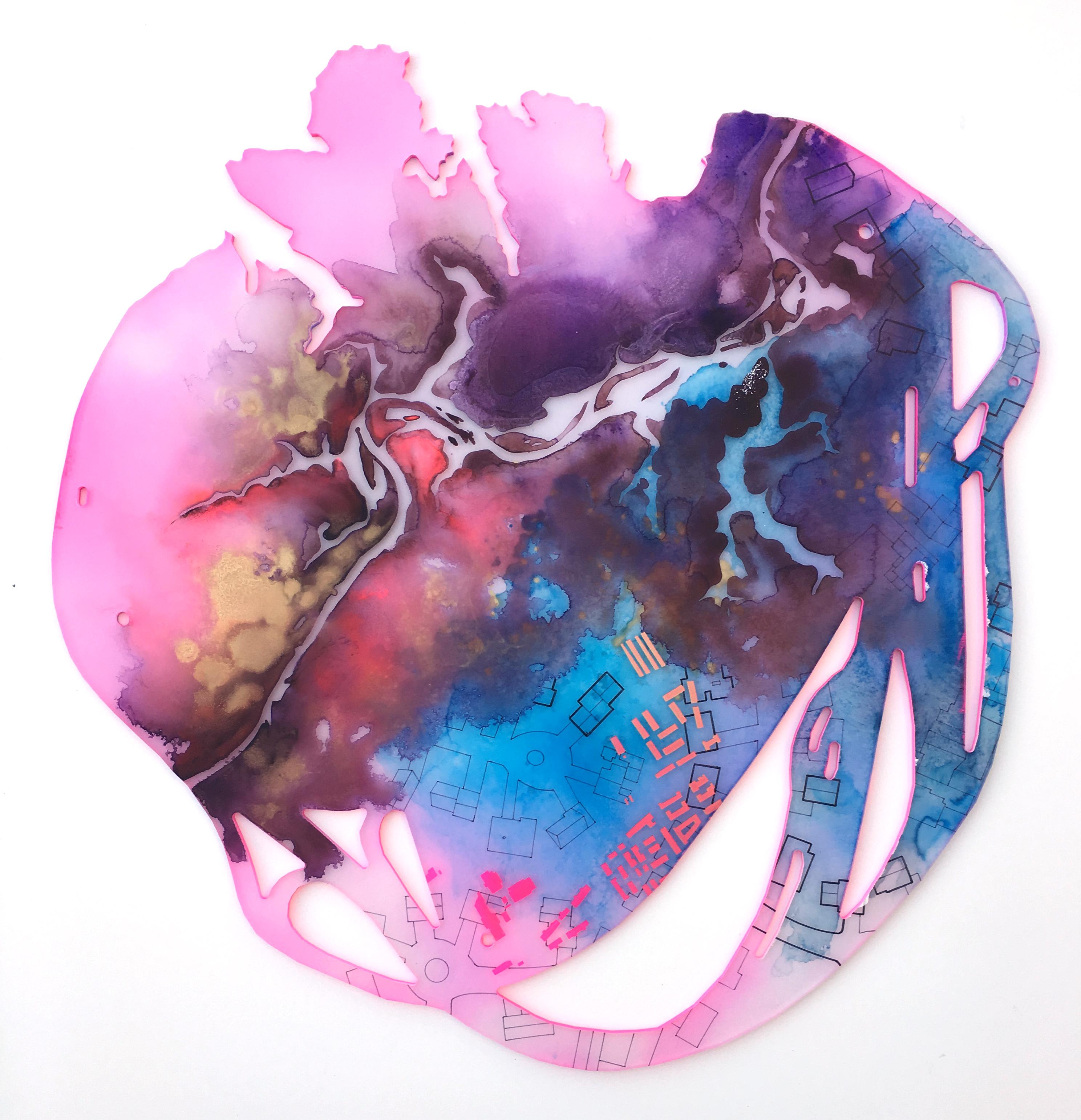 Lindsey Dunnagan Abstract Painting - "Candy Land" Mixed media painting