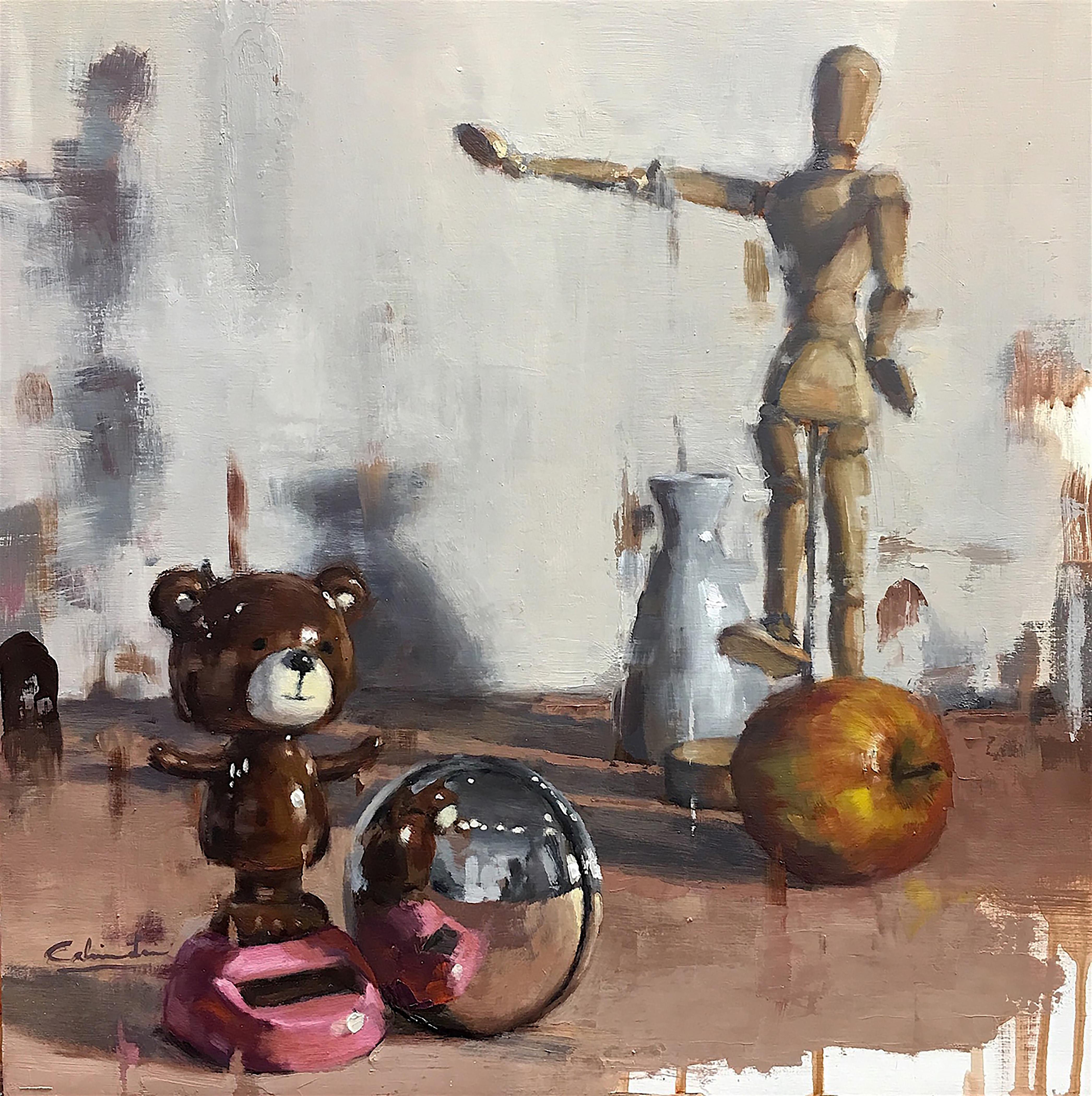 Calvin Lai Still-Life Painting - "Let's Play Ball" Oil Painting