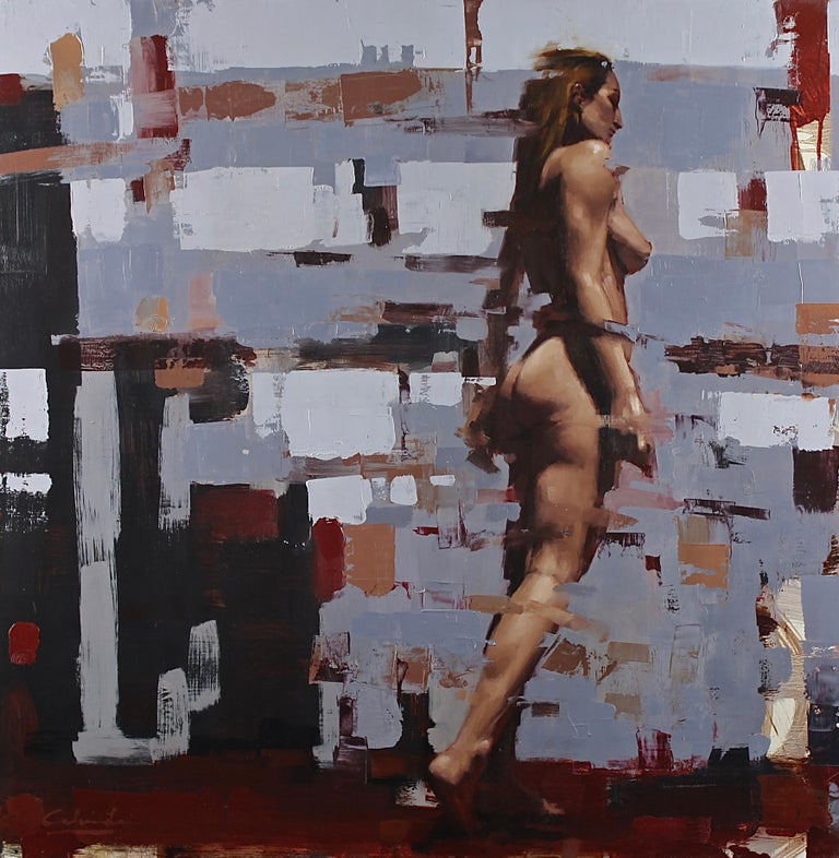 Calvin Lai Figurative Painting - "Forward Motion" Oil Painting