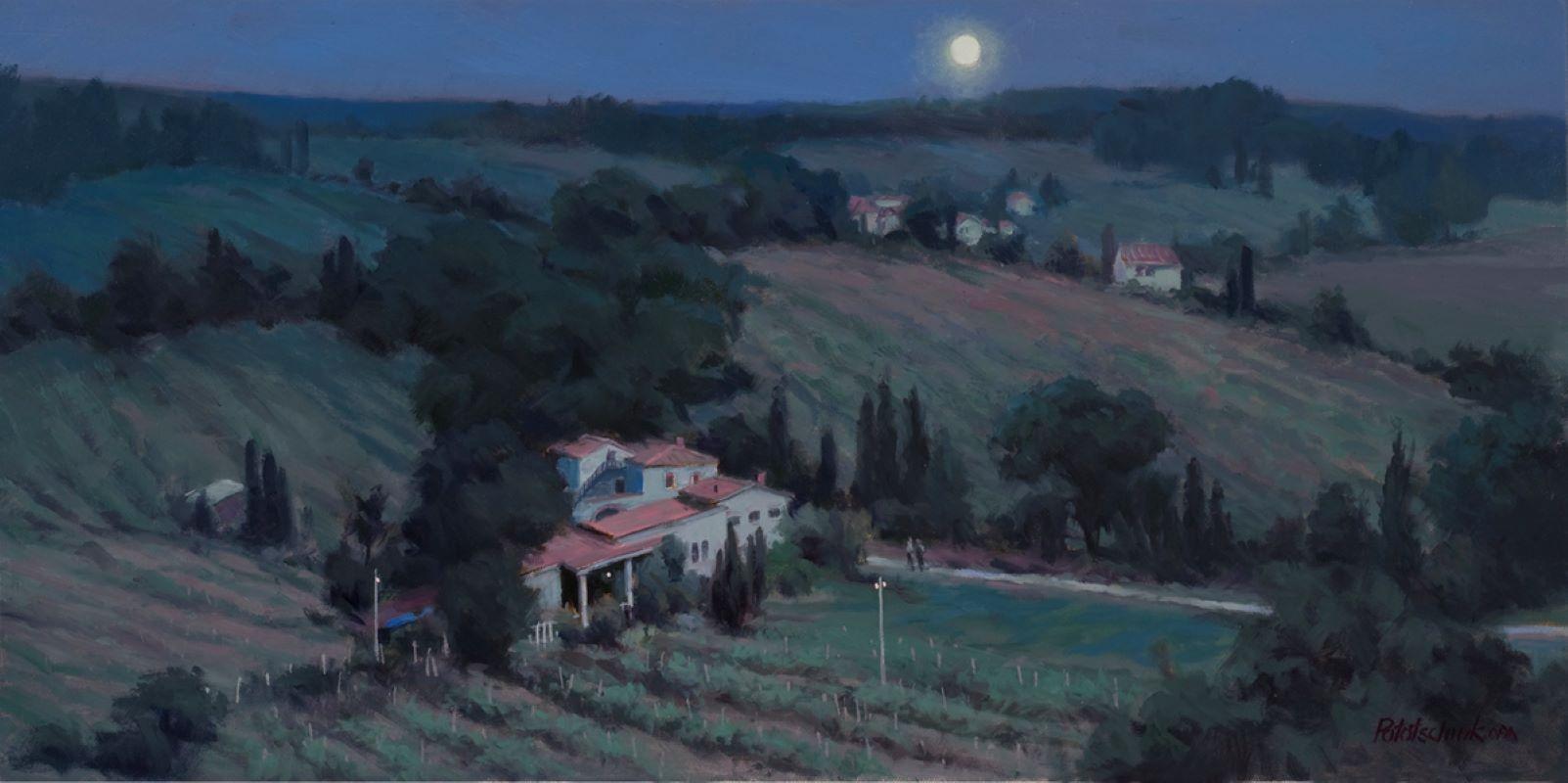 John Pototschnik Landscape Painting - "Italian Vineyard", Oil painting