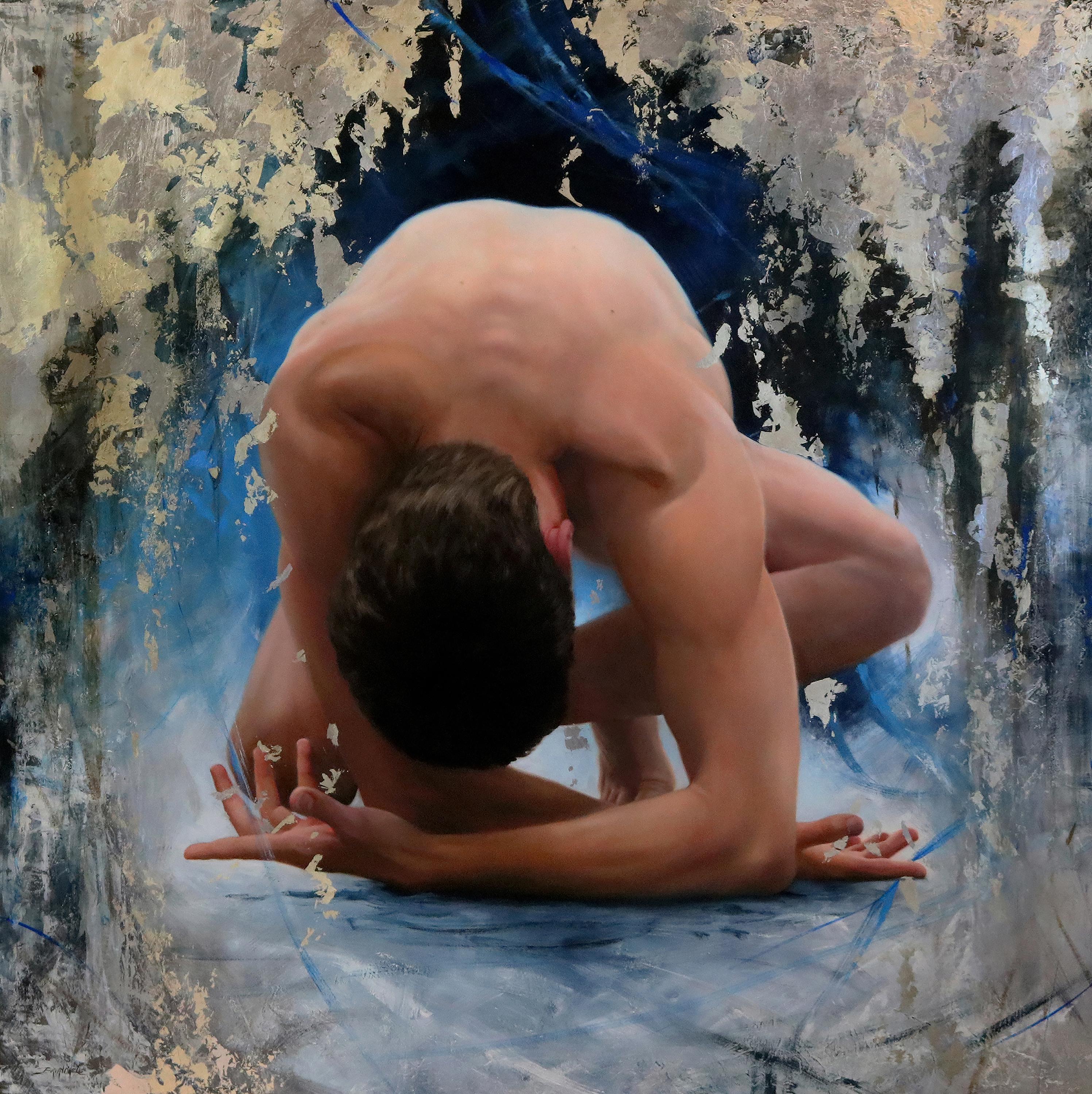 "Exhale" di Brian O'Neill, pittura a olio, nudo maschile