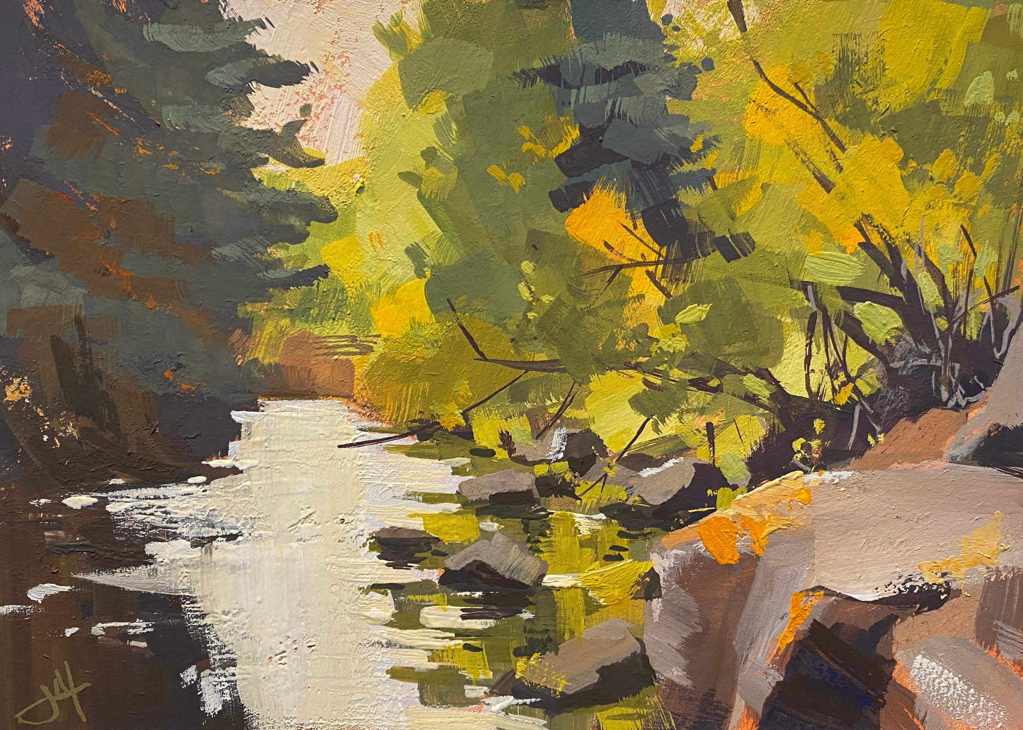 Landscape Painting di Judd Mercer - "Telluride in autunno", Pittura a guazzo