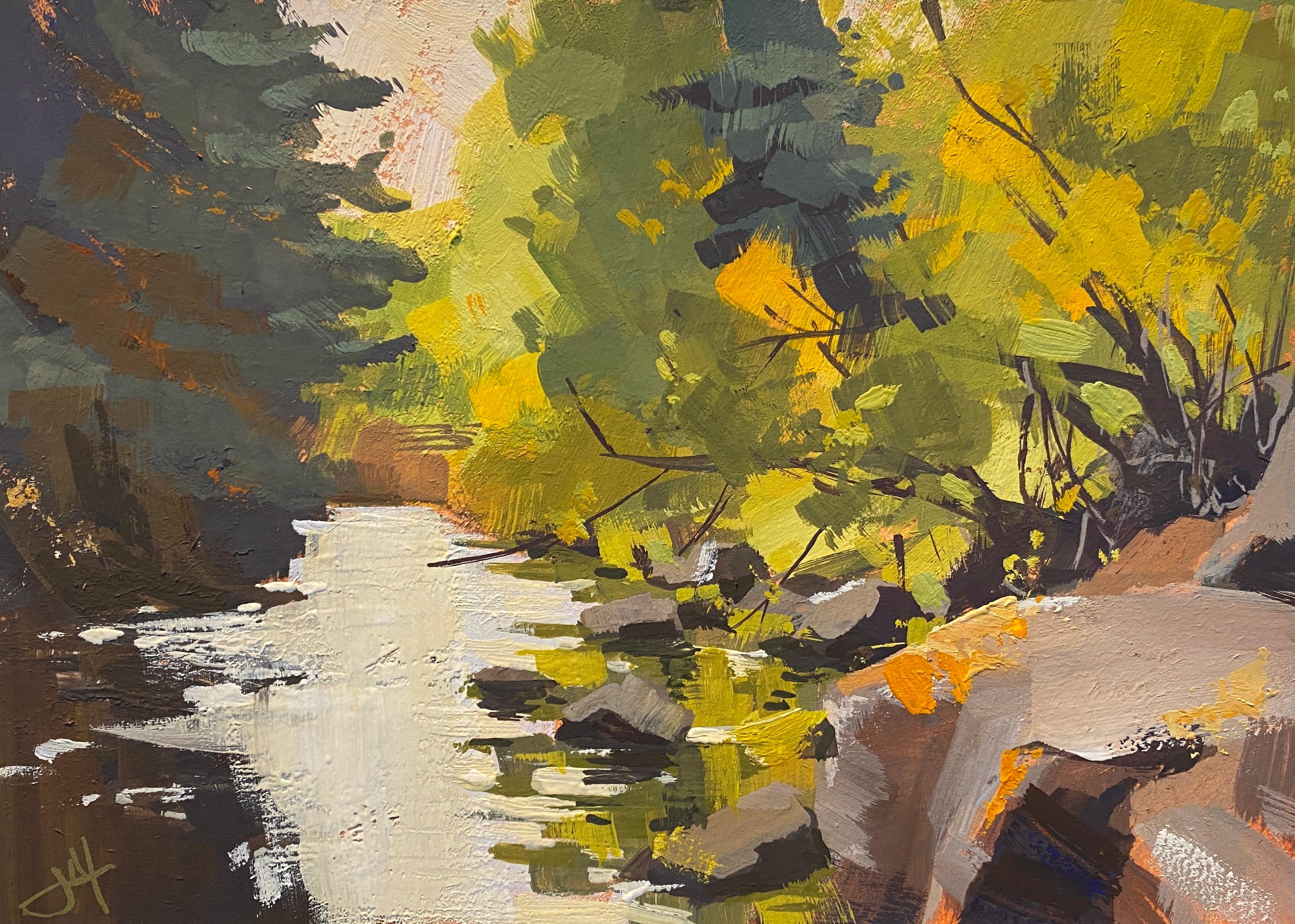 Landscape Painting Judd Mercer - "Telluride in Fall", Peinture à la gouache