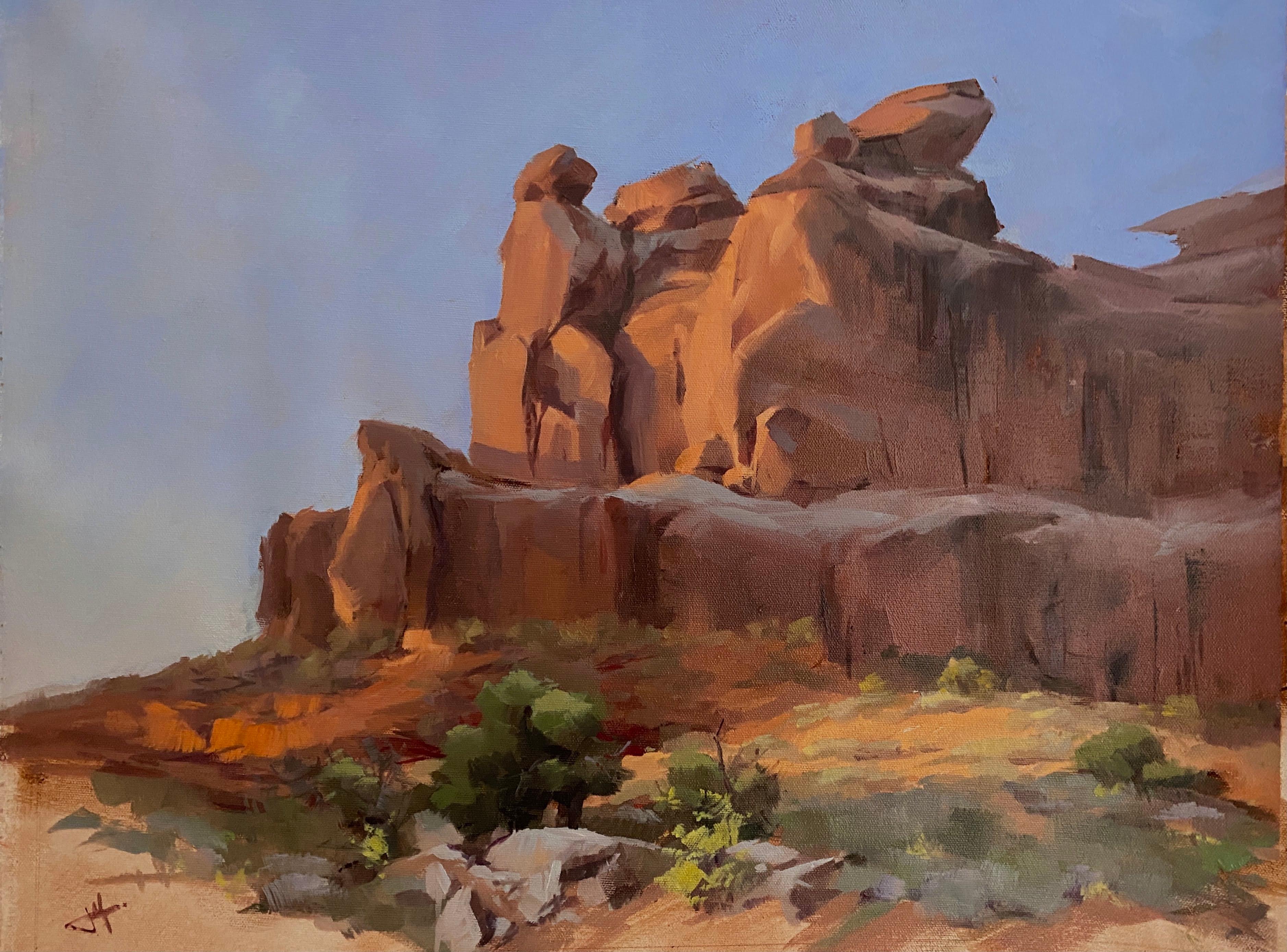 Judd Mercer Figurative Painting - "Sandstone Sunrise, " Oil painting