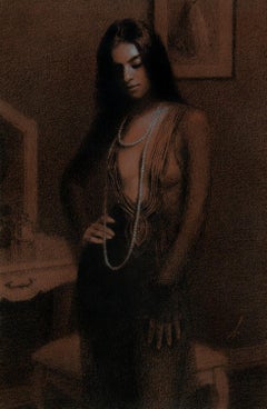 "String of Pearls, " Charcoal Drawing