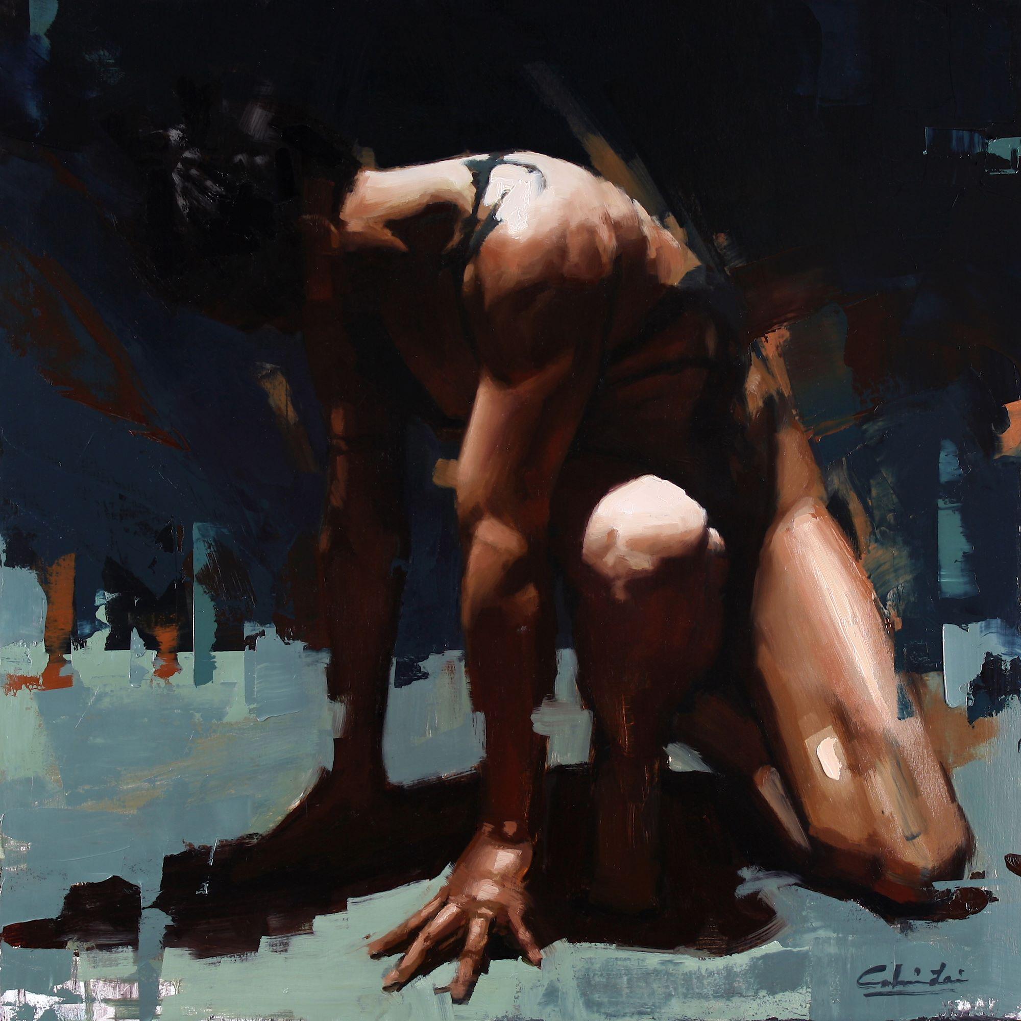 Calvin Lai Figurative Painting - "To Be Vulnerable" Oil Painting