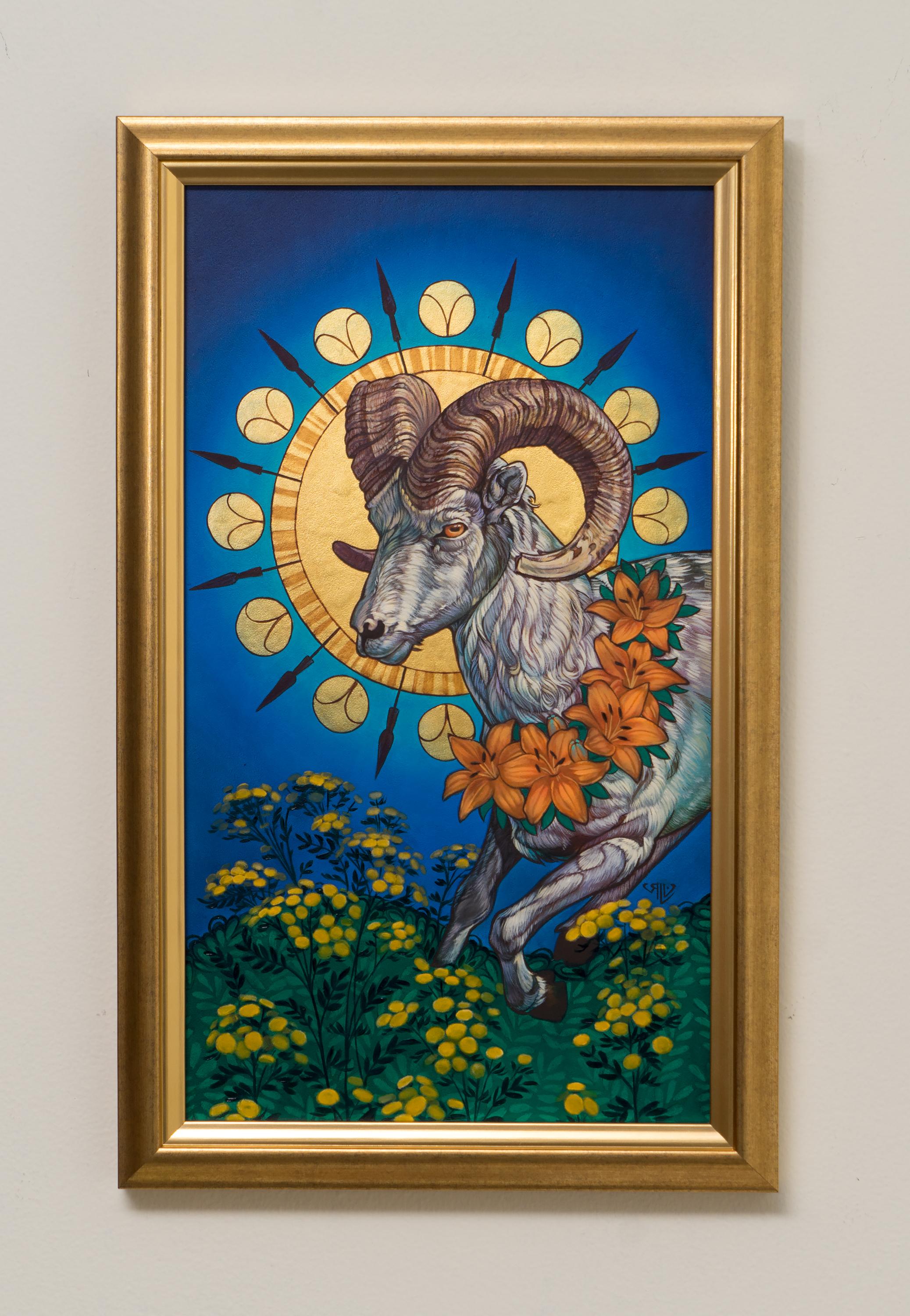 „Aries“, Ölgemälde – Painting von Rhonda Libbey