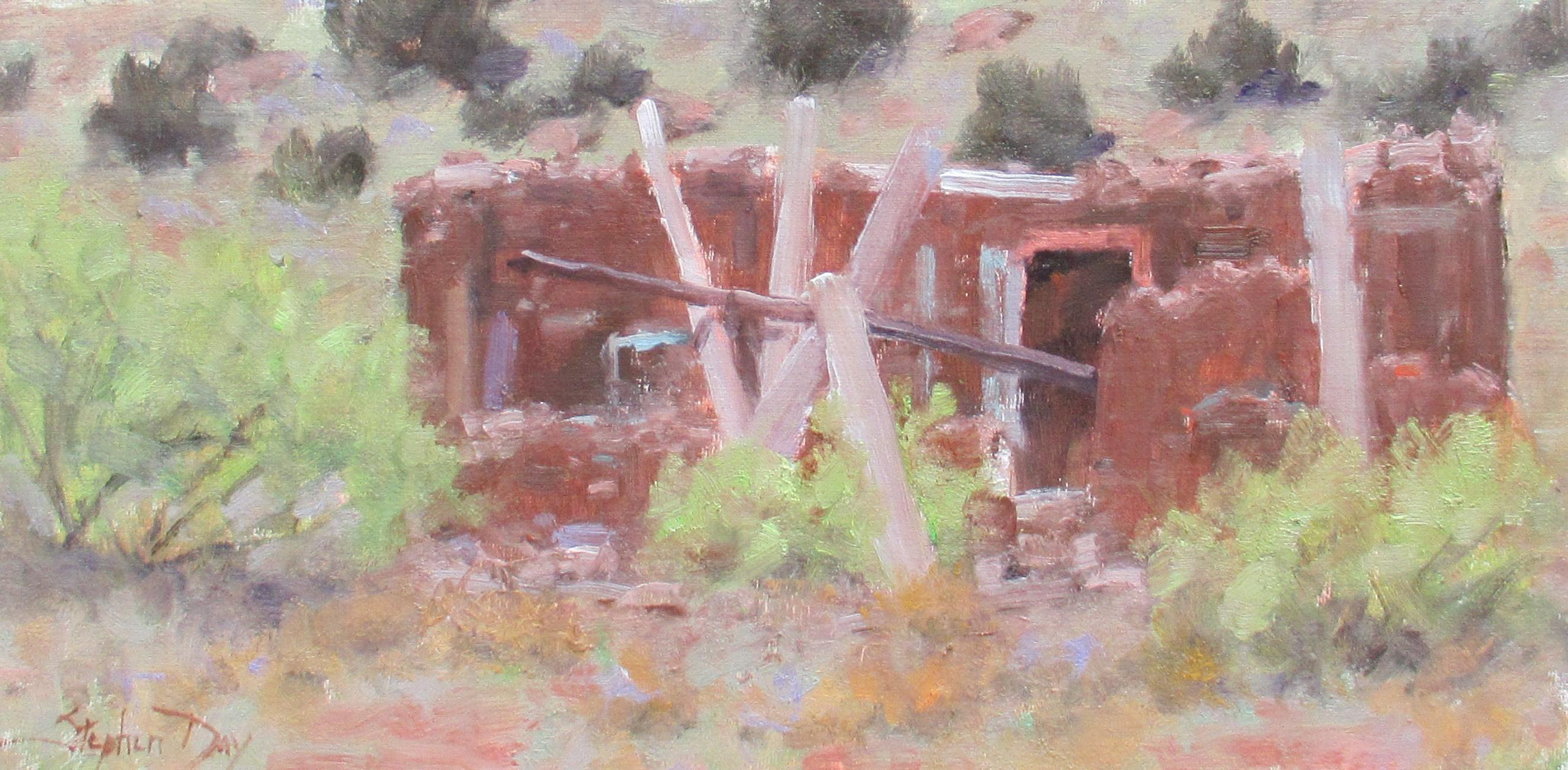 Stephen Day Figurative Painting – ""Adobe Ruin - New Mexico" Ölgemälde