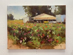 "Granja de flores", Pintura al óleo
