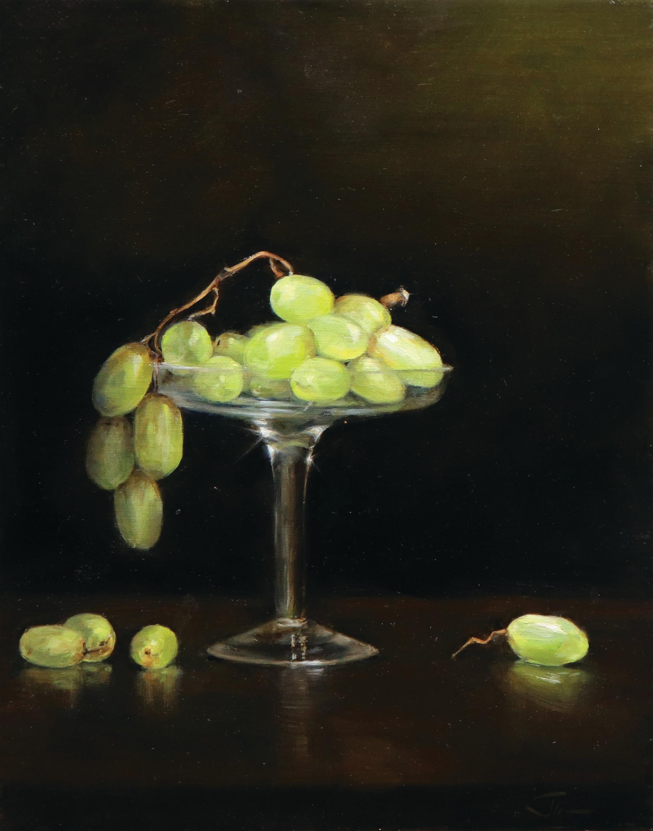 Shima Rabiee Figurative Painting - "Grapes, " Oil Painting