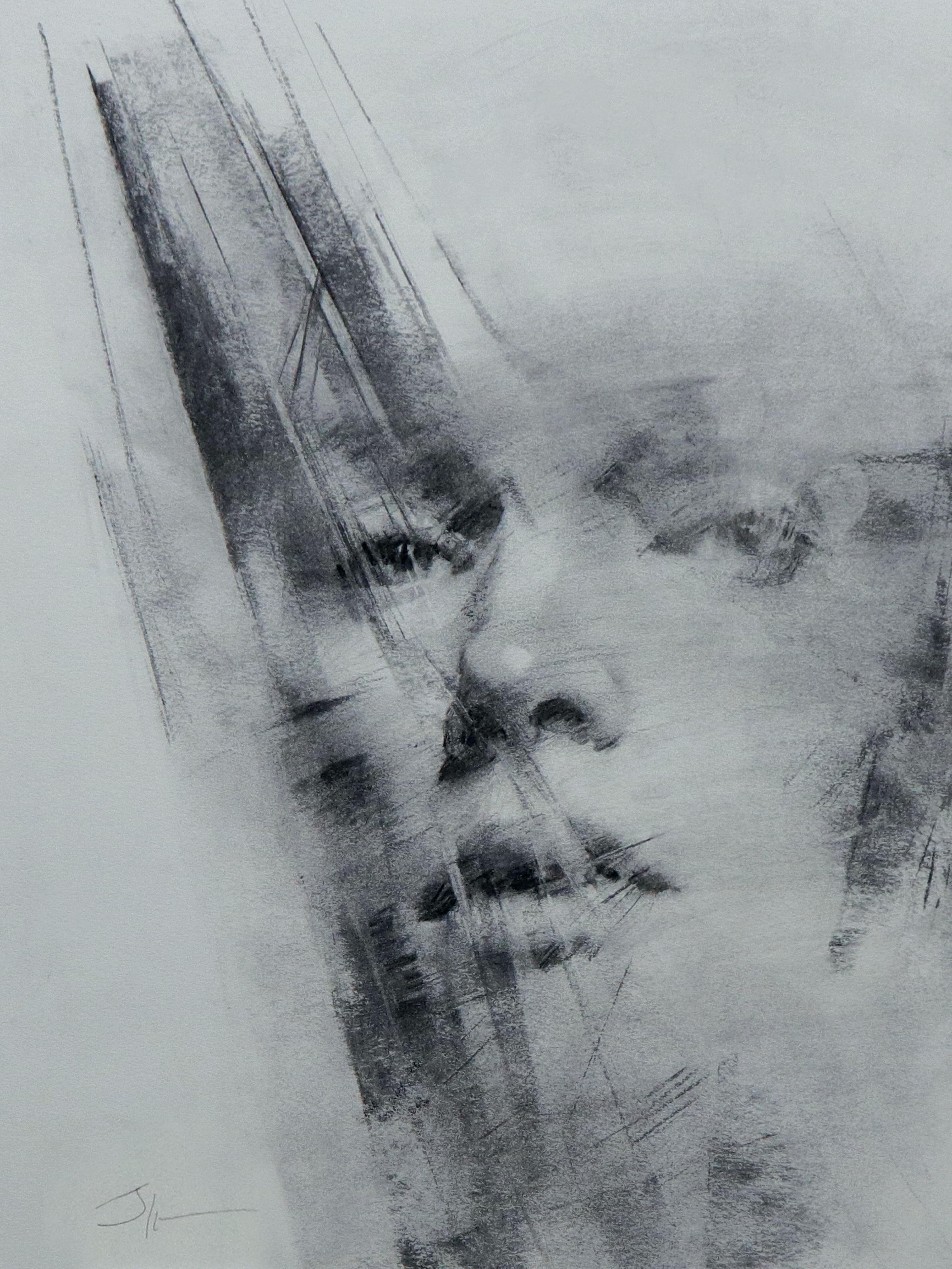 Shima Rabiee Portrait - "Fragile, " Charcoal Drawing
