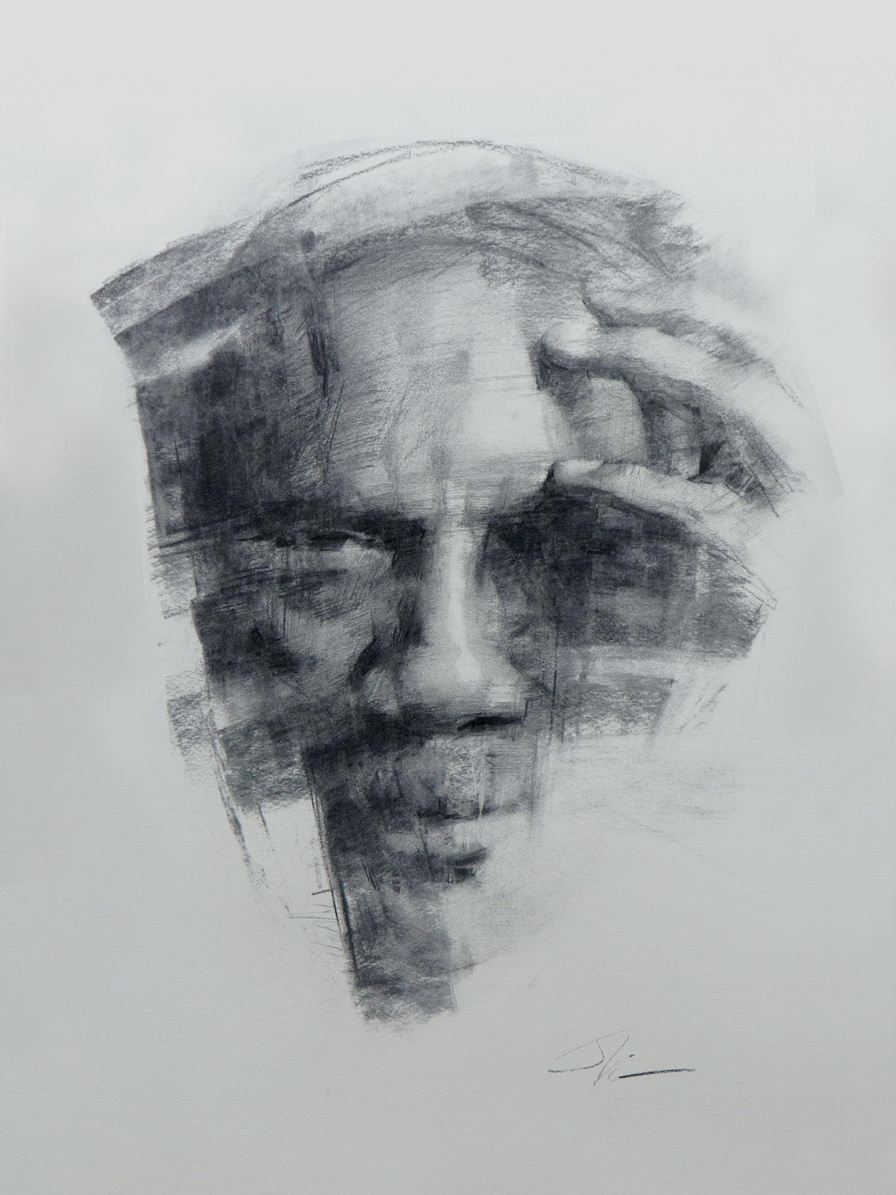 Shima Rabiee "Between the World and Me, " Charcoal Drawing For Sale