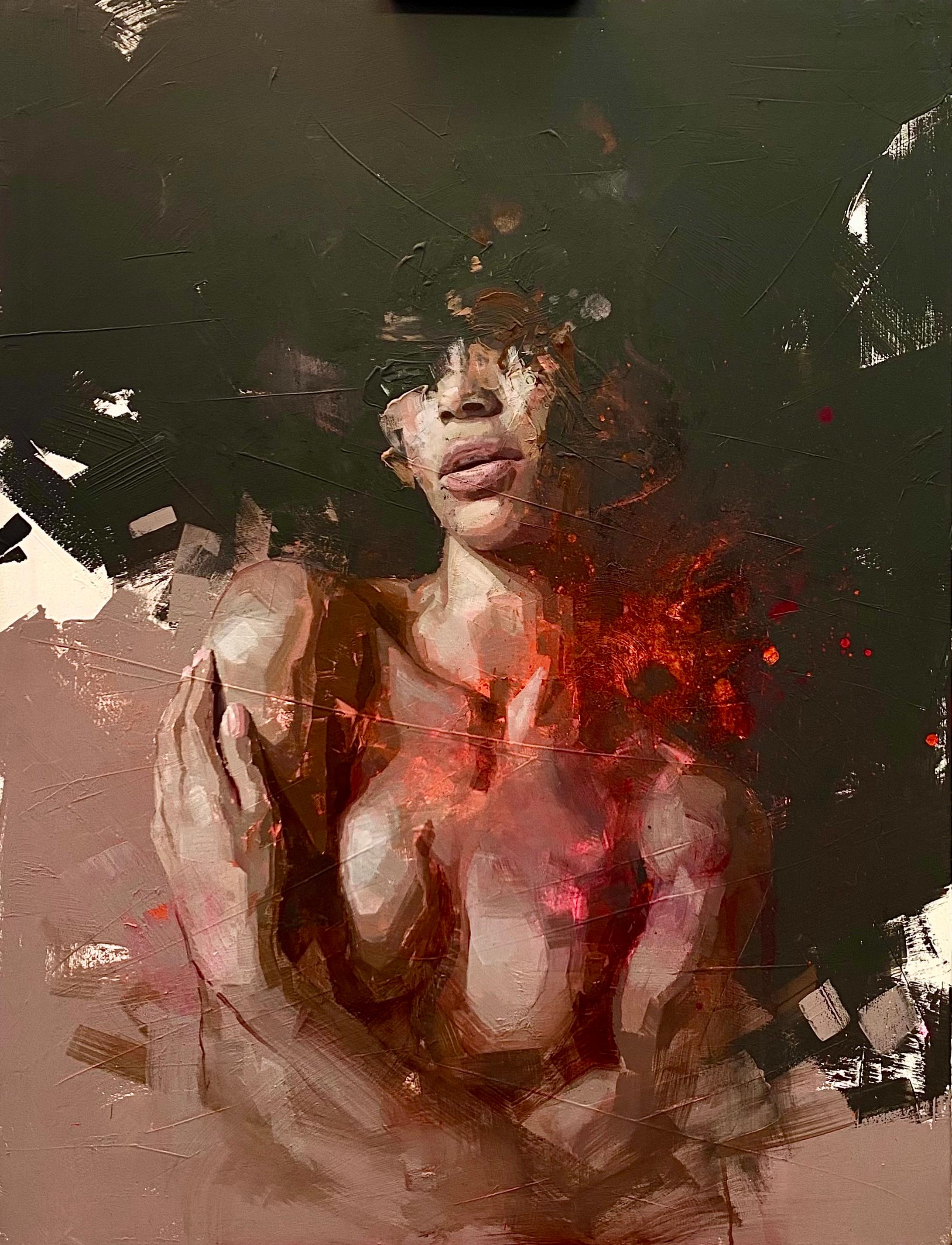Conrado López Nude Painting - "Temptation, " Oil Painting