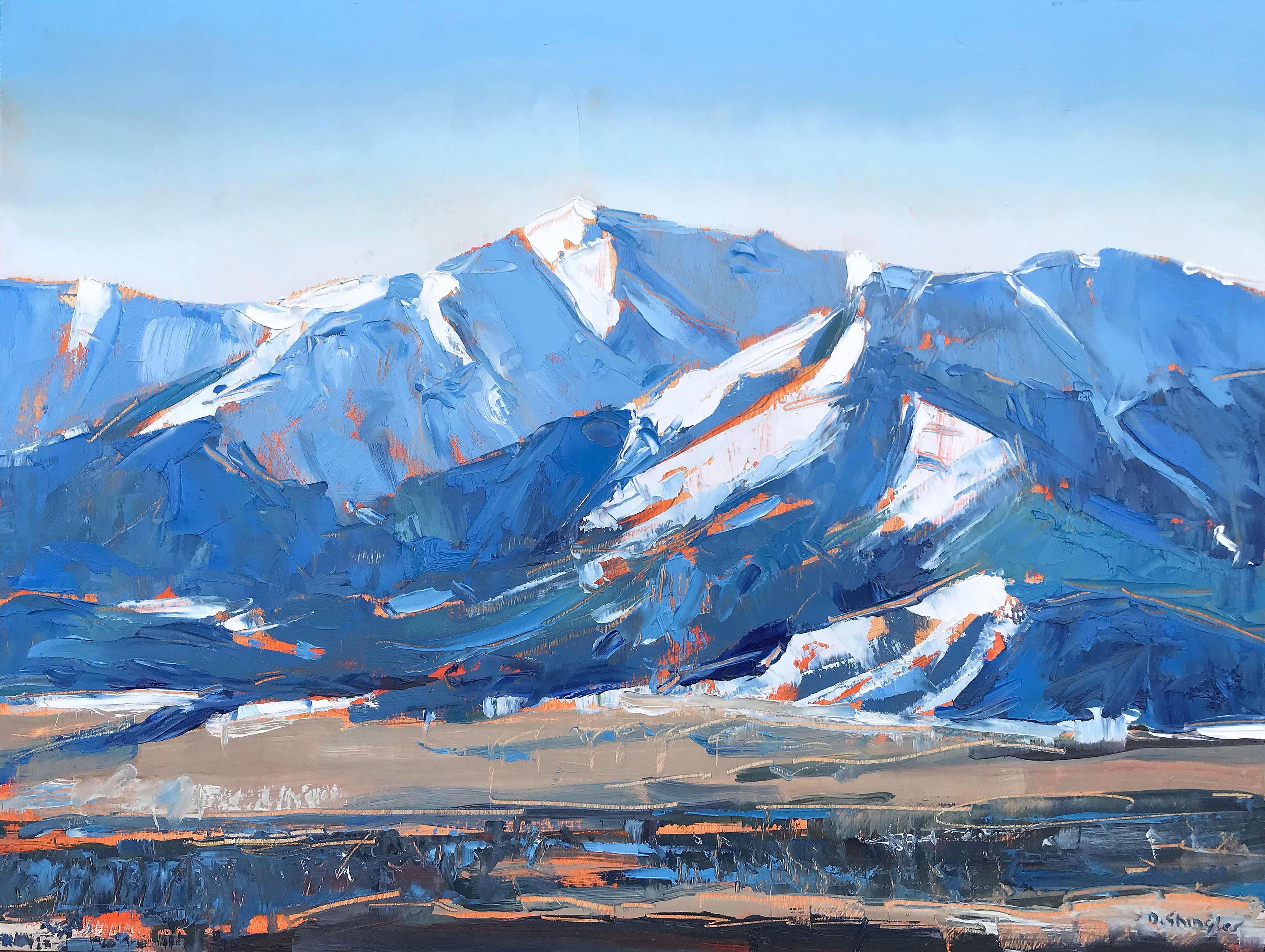 David Shingler Figurative Painting – ""Sangre De Cristo Range, Salida Colorado"" Ölgemälde