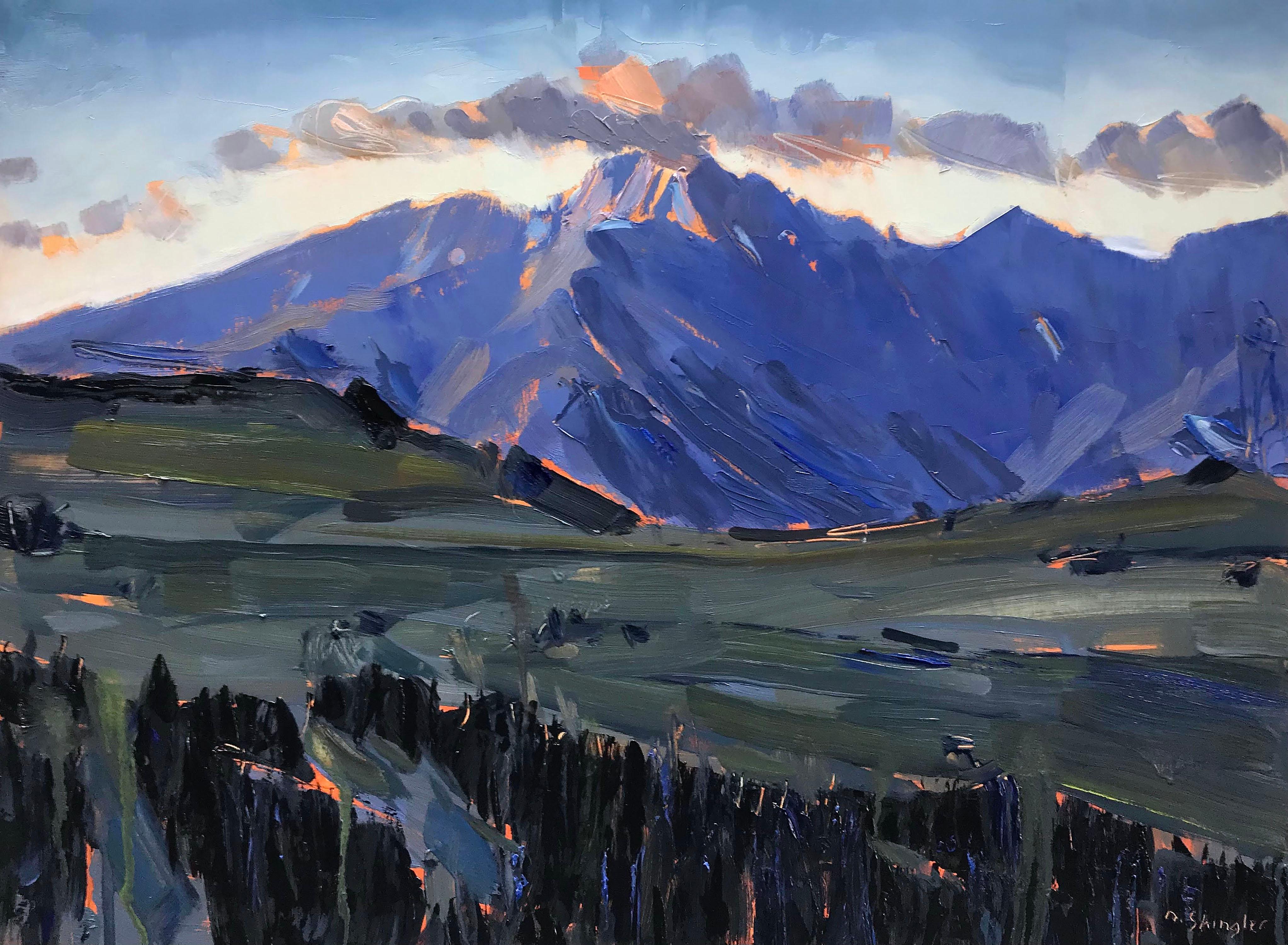MOUNTAIN PEAKS,original oil painting on canvas,impressionism,impasto,expressive painting,mountain landscape,mountains,mountain oil painting