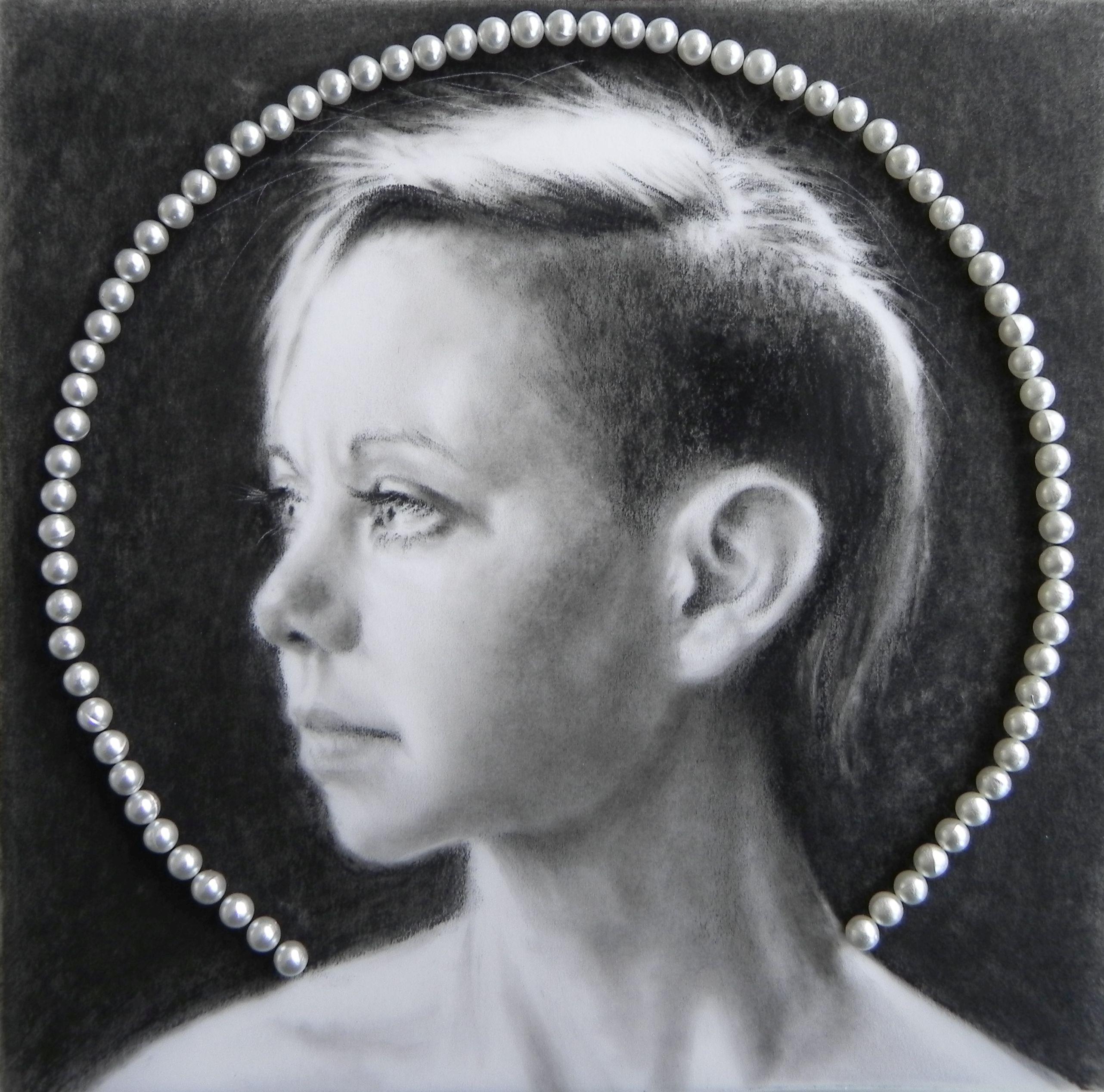 Daggi Wallace Portrait - "All Around Me Still, " Mixed Media Drawing