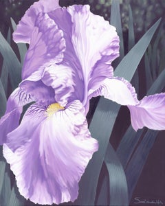 "Iris II" (2017), Original Realist Close-Up Floral Still-Life, Oil Painting