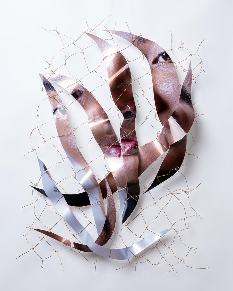 Lou Peralta Portrait Photograph - Disassemble #37 - Portrait on metal with copper wire from Chihuahua, Mexico