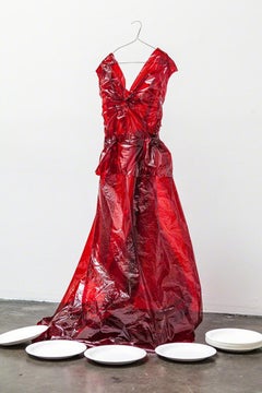 Red Cellophane - Ballgown still life dress made from red cellophane