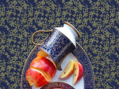 Sango Aristocrat with Apple - Navy & gold floral dishes still life with apples