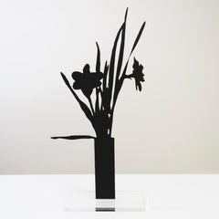 Wild Daffodils - Floral black shadow flower bouquet sculpture