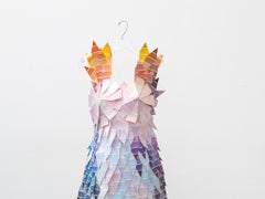 Fan Deck - Colorful & sculptural still life dress made from paint chips