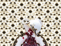 Marchesa Baroque Night with Pomegranate - Black & gold food fruit still life