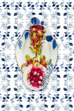 Kate Spade Birch Way with Dragonfruit - Blue & white food fruit still life