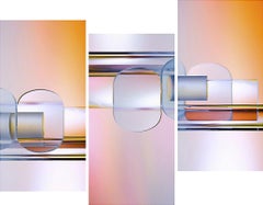 The Hydraulics of Color - Pink & orange abstract light triptych