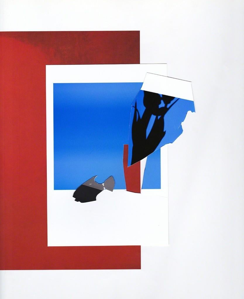 Joana P. Cardozo Abstract Photograph - Colagem #1 - Red, white, blue & black abstract cut-out minimalist collage