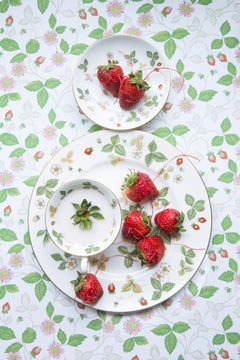 Wedgwood Wild Strawberry with Strawberry - Green & white floral food still life