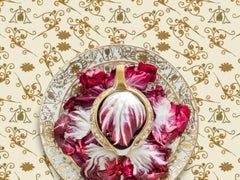Noritake 16034 with Radicchio - Gilded gold & red food still life w/ dish set