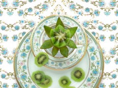 Noritake Yoshino with Kiwi - Green, pink, white & blue floral food still life