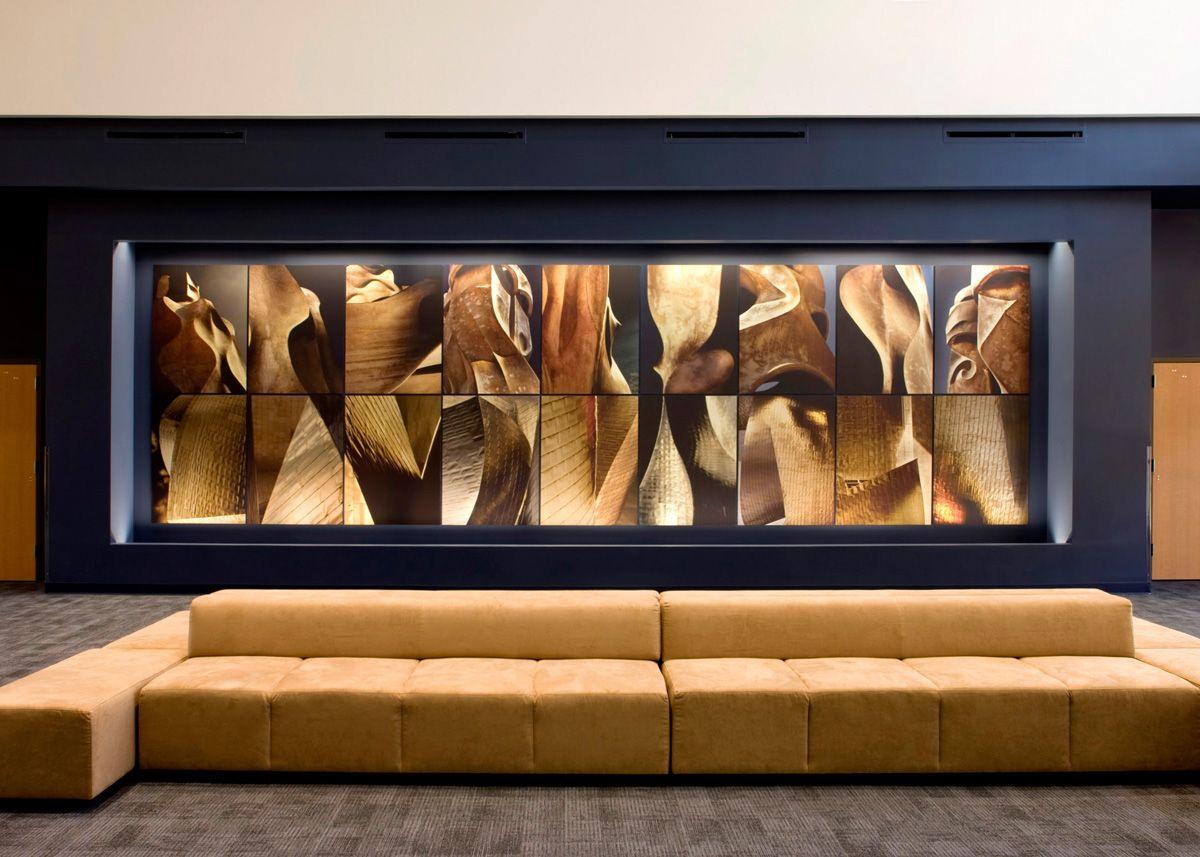 Spanish Symmetry - Large gold & tan texture abstract 18-panel installation - Photograph by Joe Aker