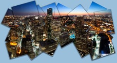 City Lights - Downtown Houston skyscraper sunset light cityscape collage form