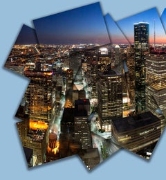 City Lights - Downtown Houston skyscraper sunset light cityscape collage form