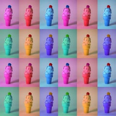 24 Cones - Rainbow sprinkles ice cream cone w/ cherries, pop collage