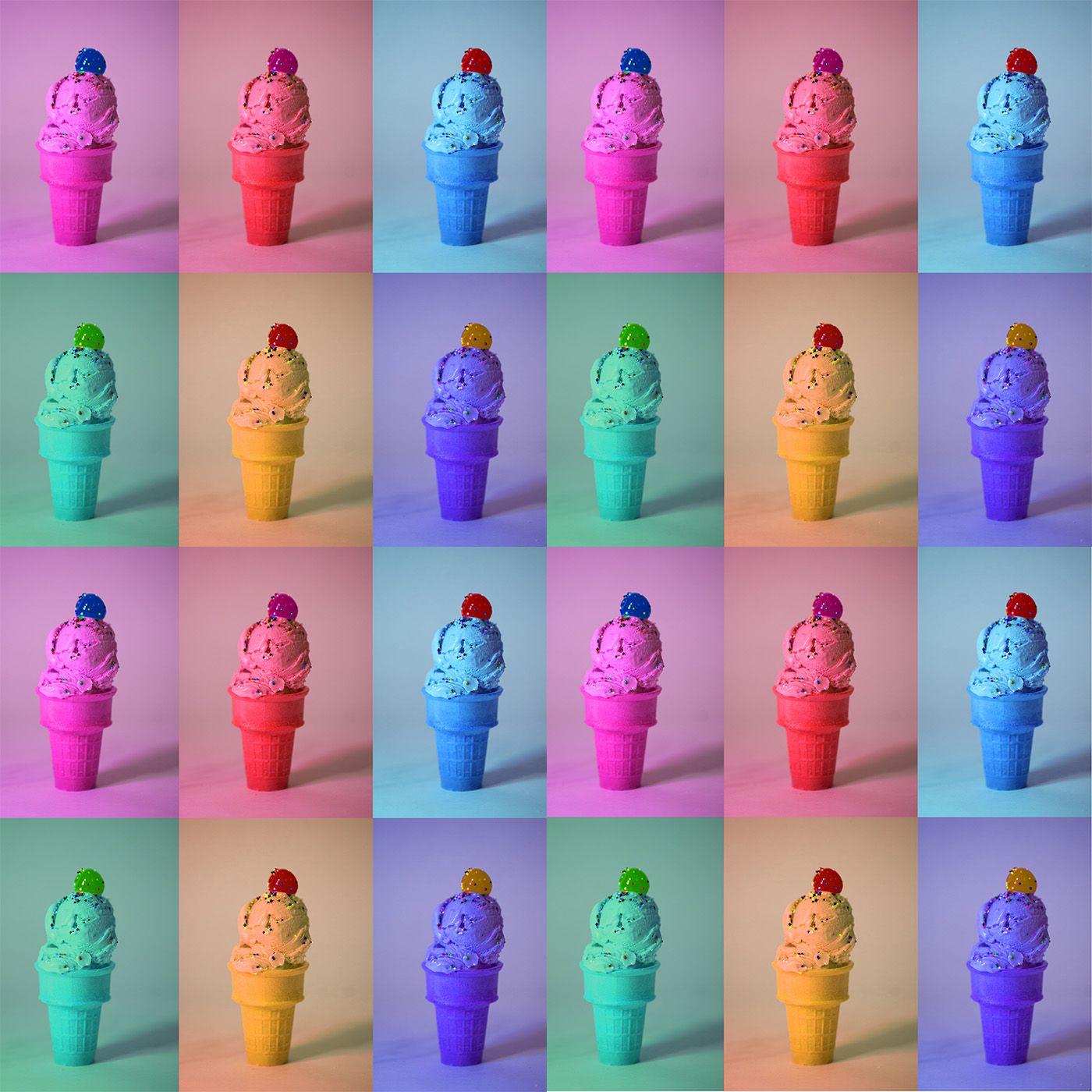 ice cream cone with rainbow sprinkles