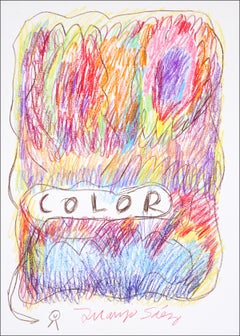 Loud Color, Expressionist Drawing on Watercolor Paper in Vivid Tones, Text Art