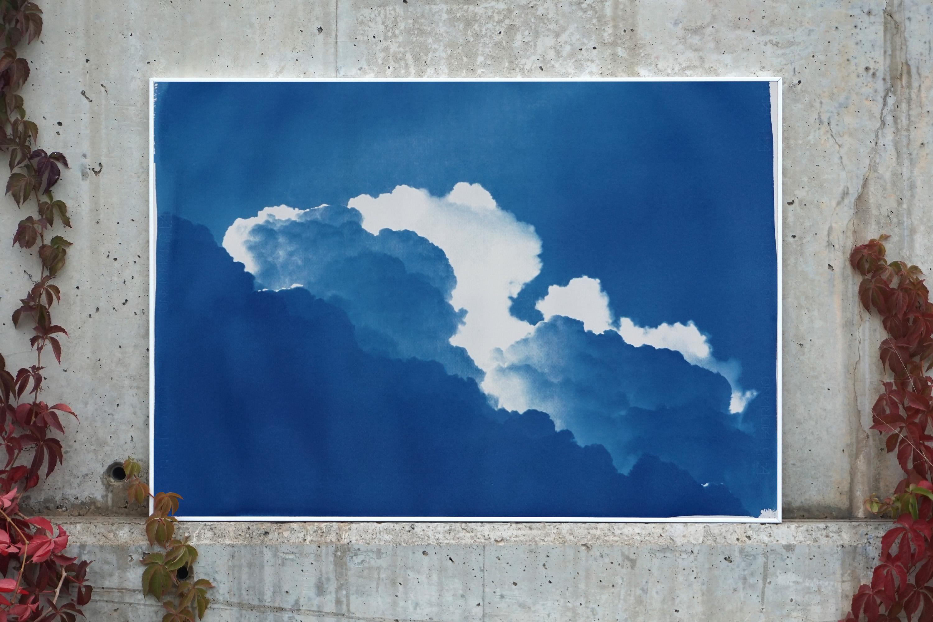 Azure Clouds,  Blue Tones Cyanotype Print Landscape, Contemporary Skyscape 2022 - Art by Kind of Cyan
