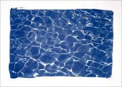 Hollywood Pool House Glow, Exclusive Handmade Cyanotype Print of Blue Patterns