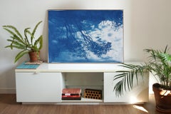 Malibu Pine Sea View, Blue Tones California Landscape, Handmade Cyanotype, Paper