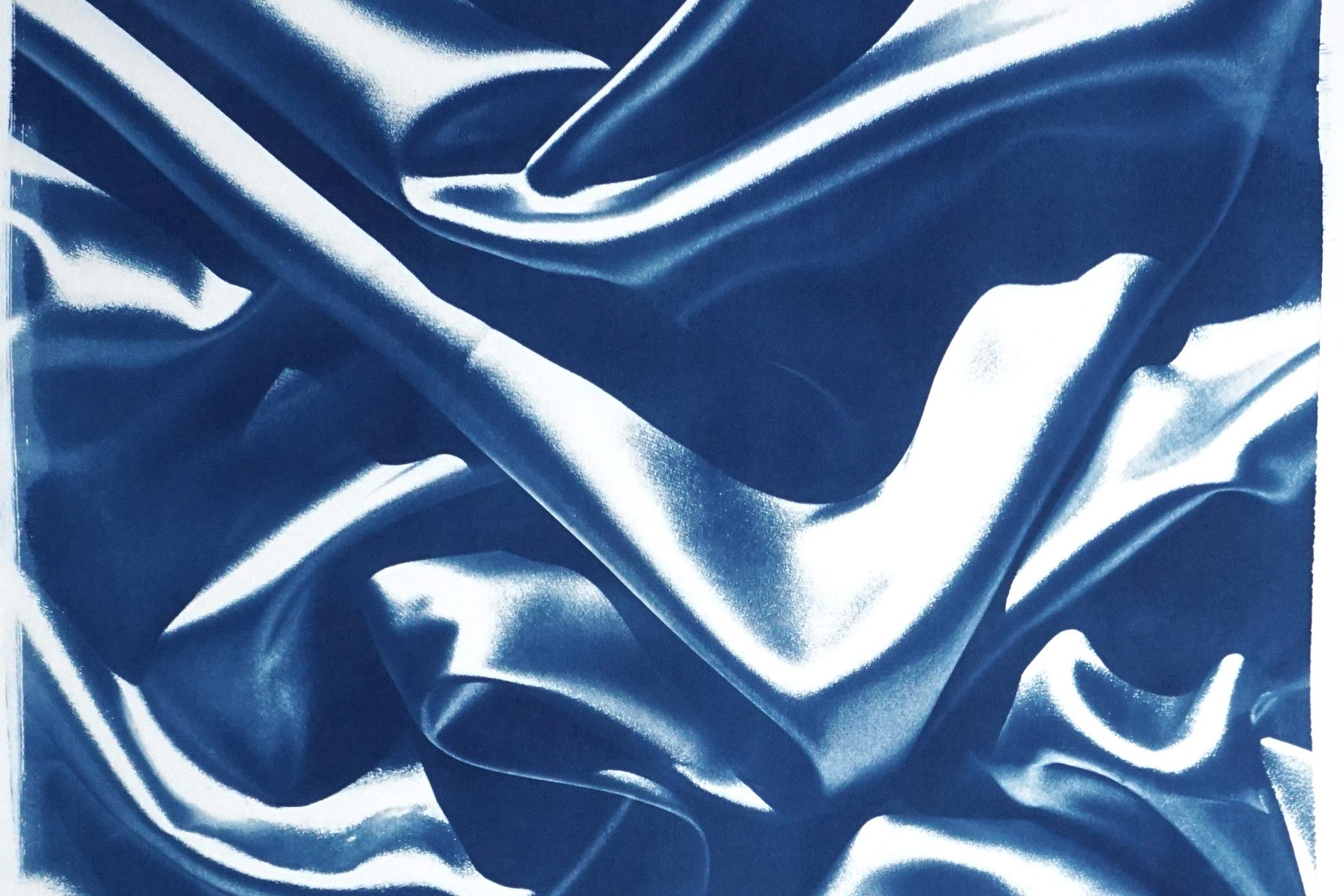 Sculptured Marble in Classic Blue, Extra Large Cyanotype Print, Abstract Silk  For Sale 1